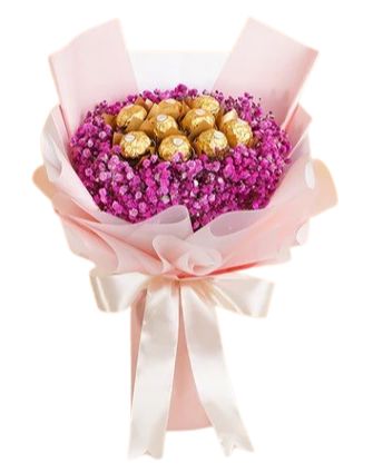 Lovely Chocolate Bouquet in Gypsophila Nest