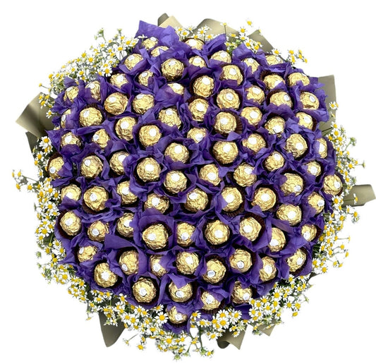 Purple Chocolate Bouquet with Daisy Tanacetum